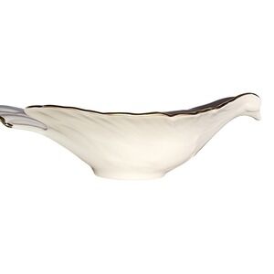 Lenox Ivory Bone China Bird Dove Trinket Dish Gold Rim Made in USA Sculptural